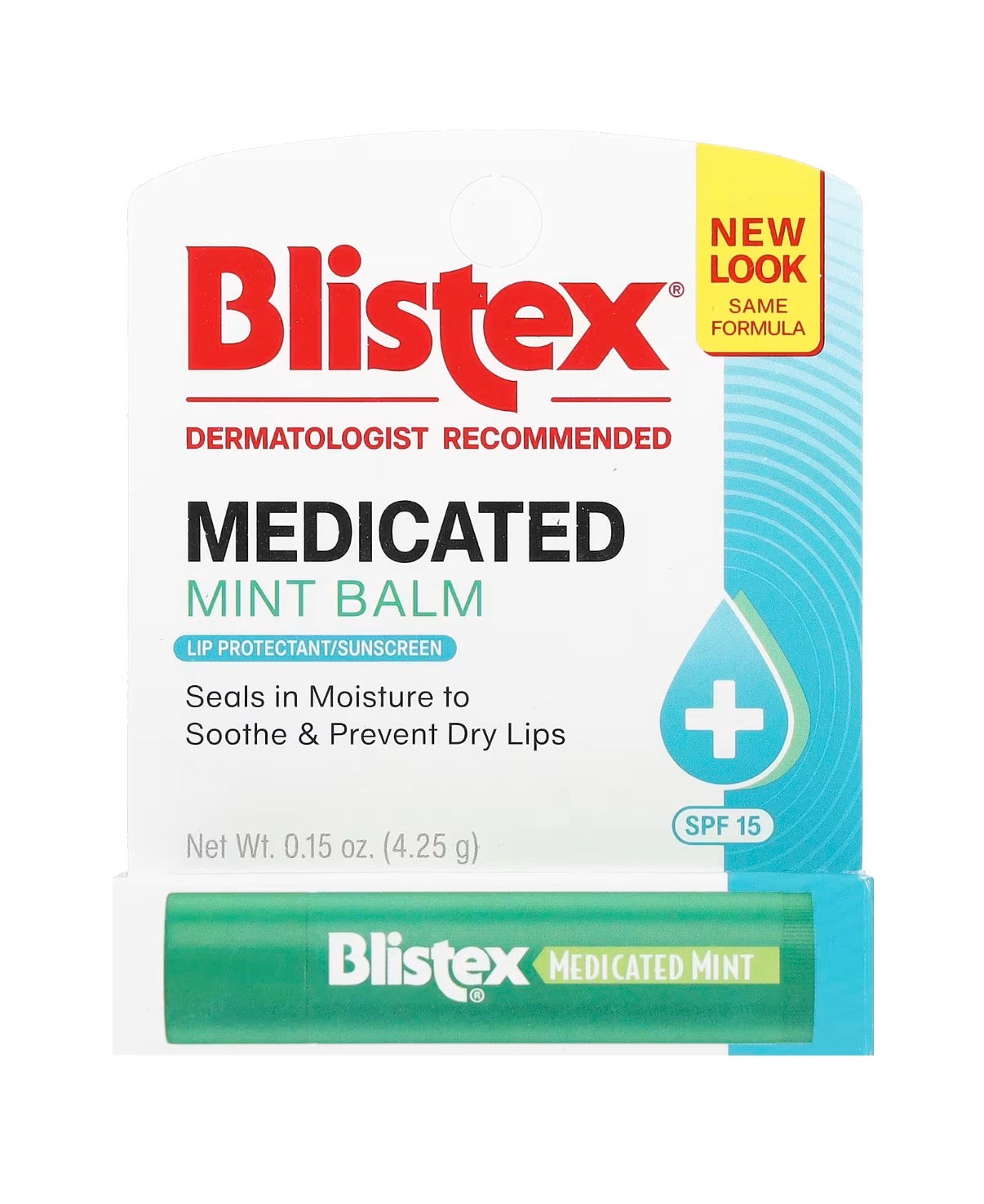 Blistex Medicated Lip Protectant/Sunscreen, SPF 15, Mint, 0.15 oz (4.25 g)
