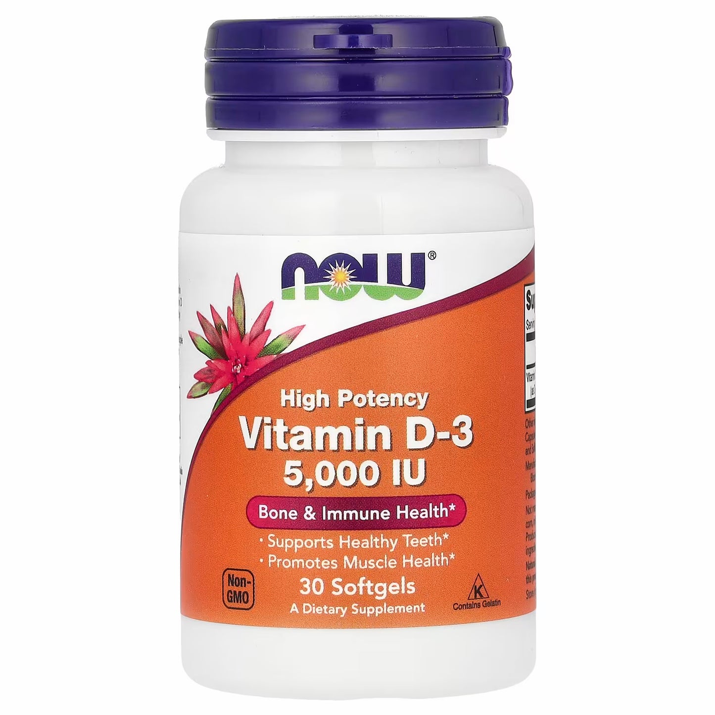Now foods Vitamin D3 D-3, High Potency, 5000 IU, 30 Softgels