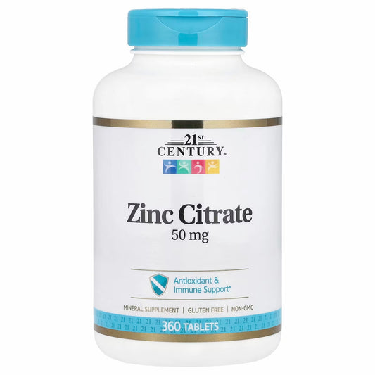 21st Century Zinc Citrate, 50 mg, 360 Tablets