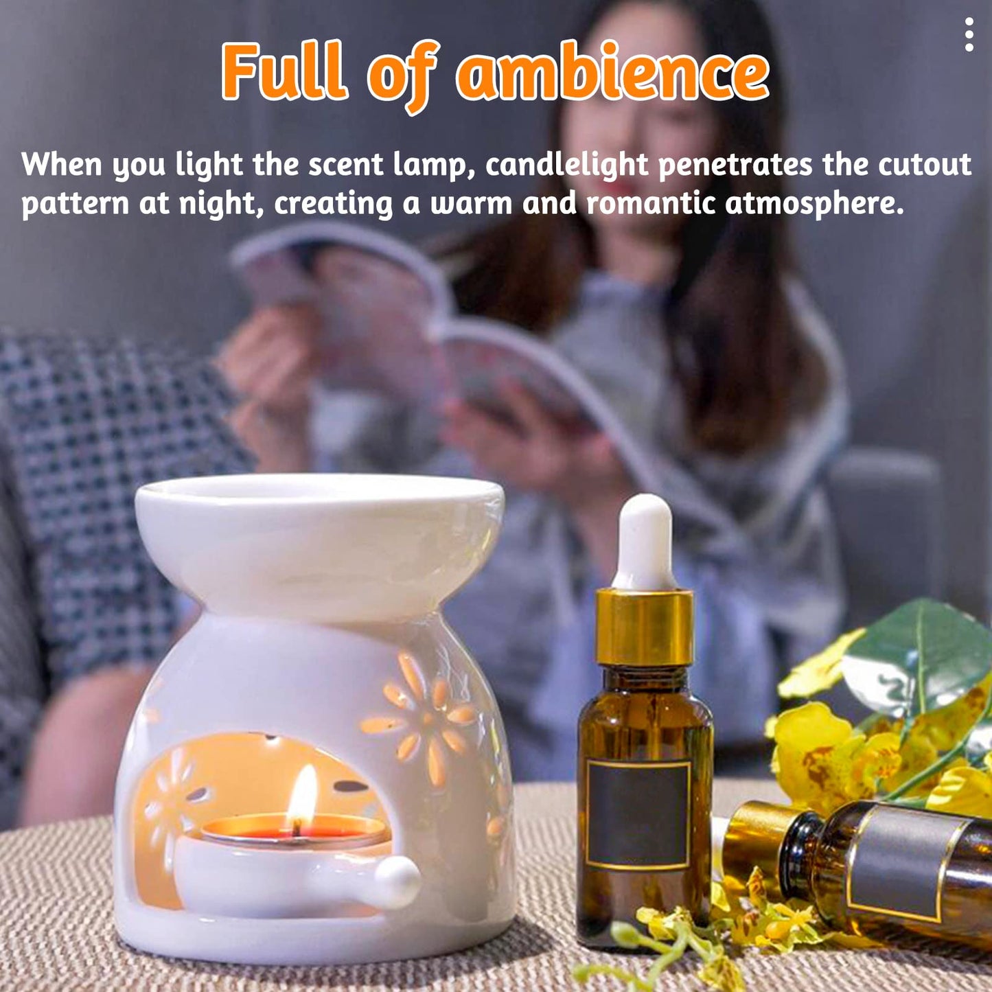 12 10ml variety diffusers with a Ceramic Fragrance Lamp Censer Aroma Diffuser Tea Light Holder Oil Burner Aroma Lamp Candle Holder Aroma Lamp Tea Light Oil Aroma Burner Used for Sleep Aid Relaxation Meditation