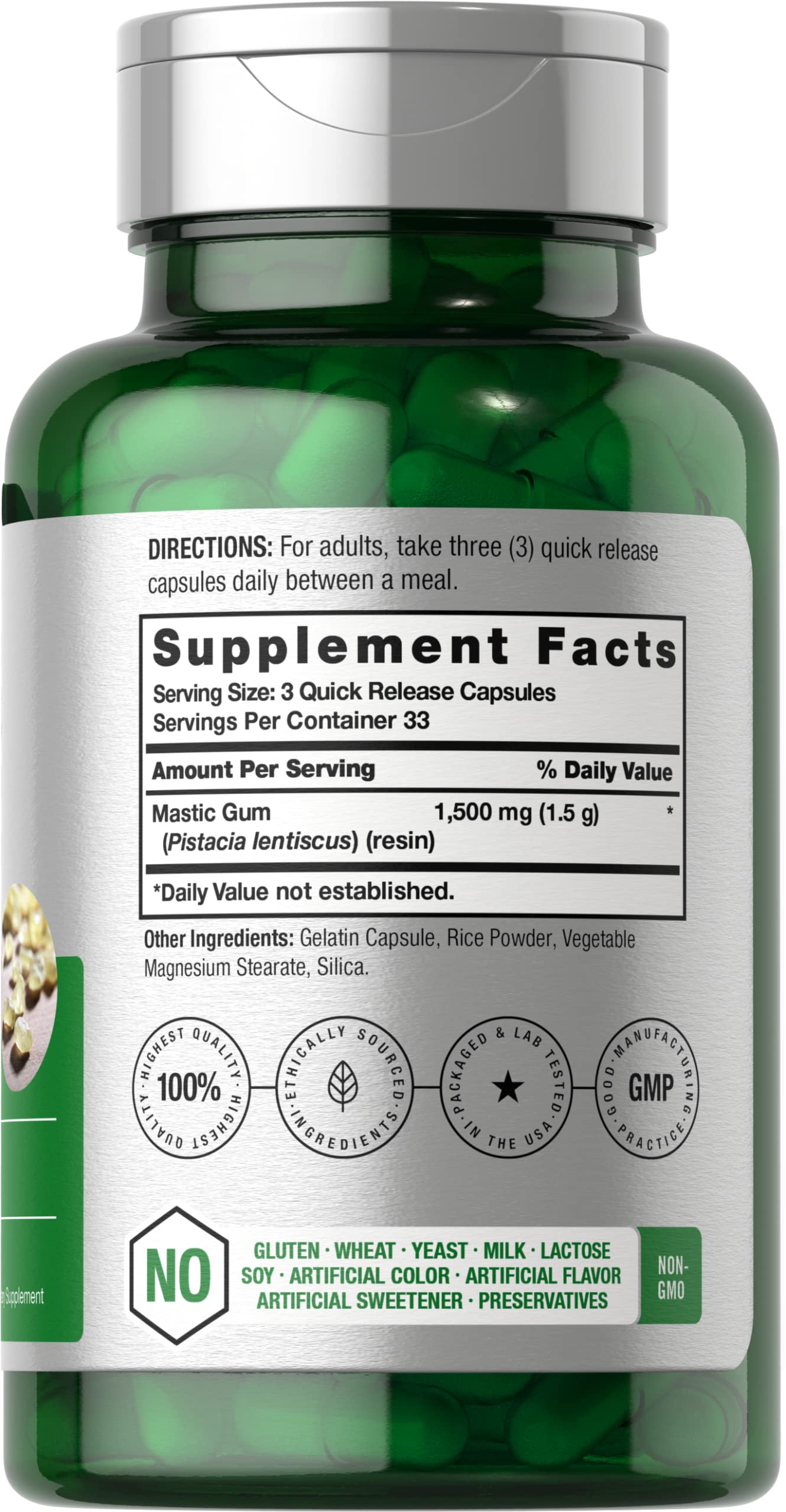 Horbäach Mastic Gum | 1500mg | 100 Capsules | Non-GMO & Gluten Free Supplement