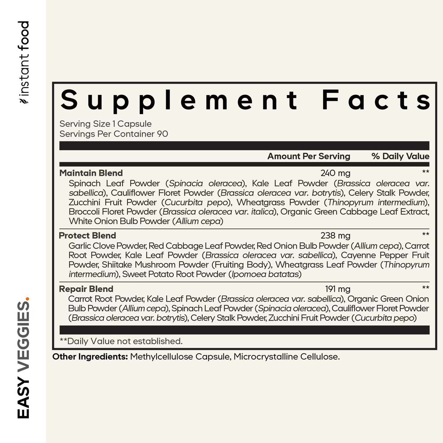 Codeage Instant Food, Easy Veggies, Daily Veggie Blend, 90 Capsules