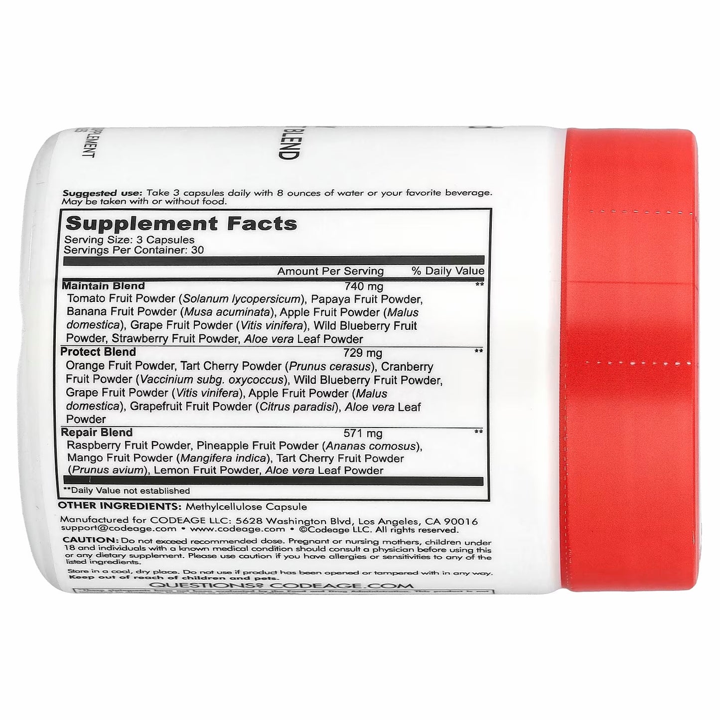 Codeage Instant Food, Fast Fruits, Daily Fruit Blend, 90 Capsules