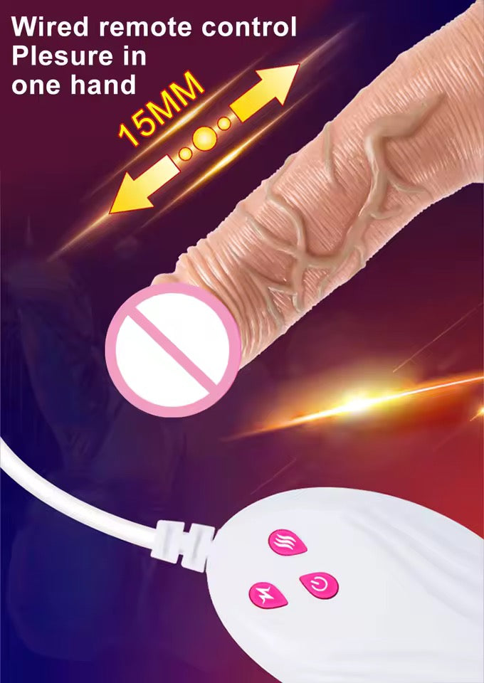 Telescopic Vibrating Thrusting Realistic Dildo Female Masturbation With Suction Cup Heating Penis Remote Control Dick For Women