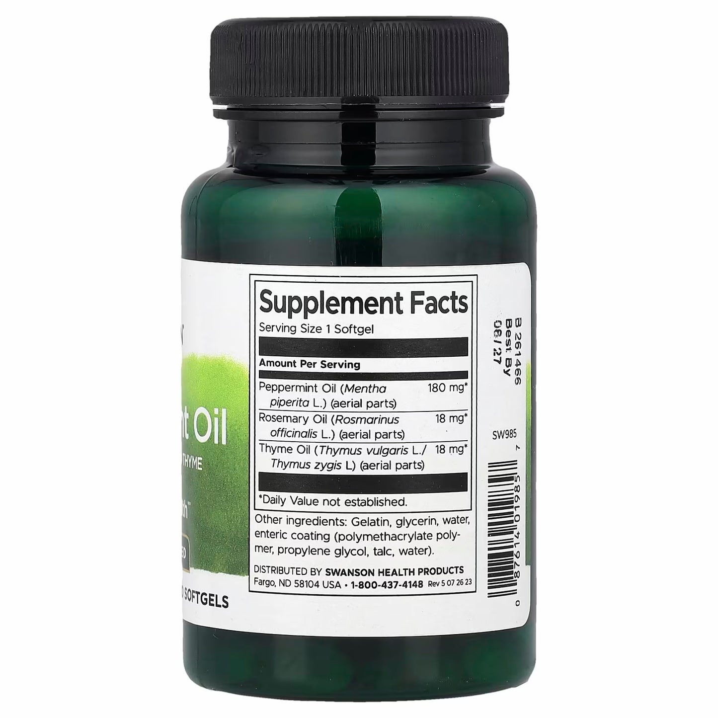 Swanson Vitamins Peppermint Oil with Rosemary and Thyme, 100 Softgels