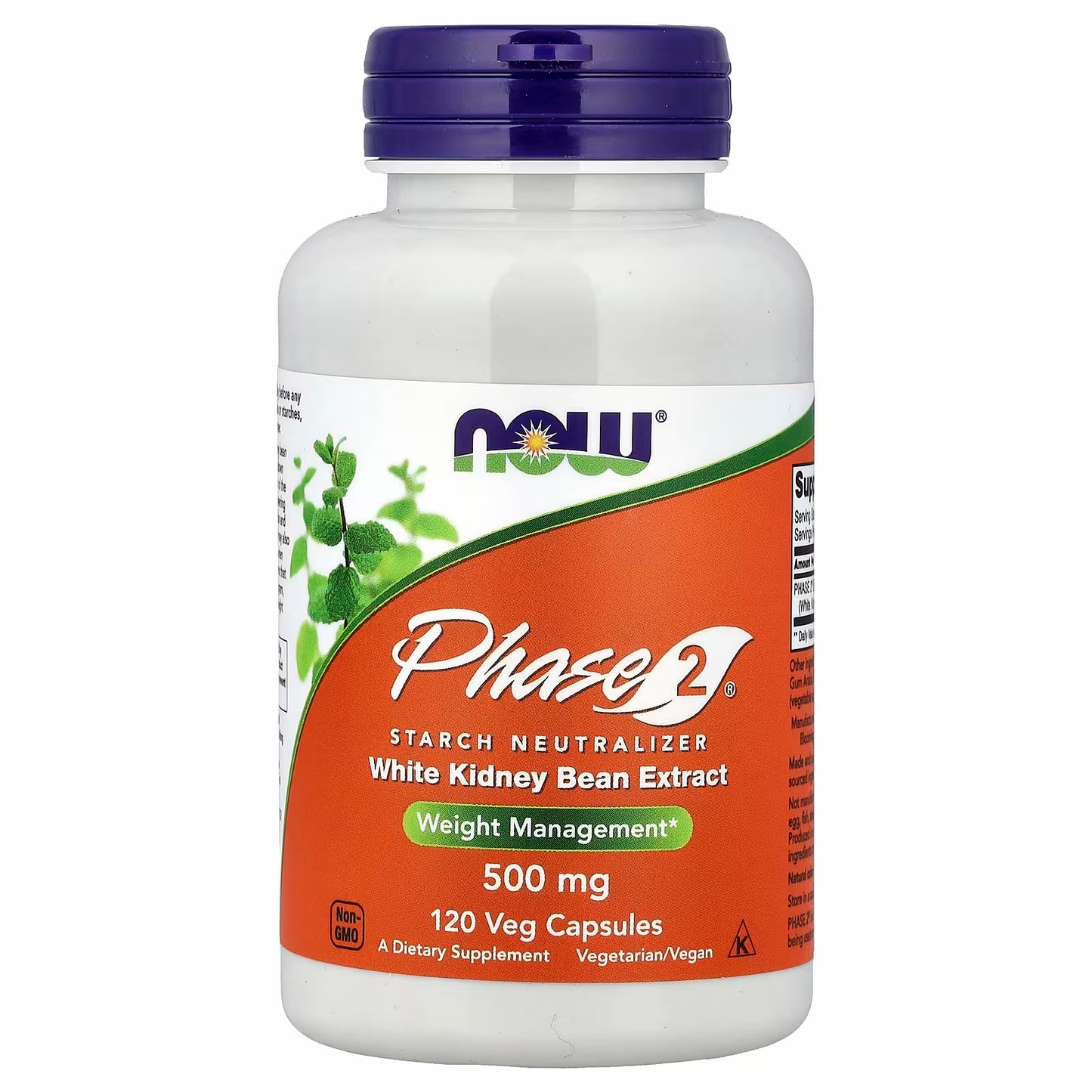 NOW Foods Phase 2, Starch Neutraliser, 500 mg, 120 Veg Capsules