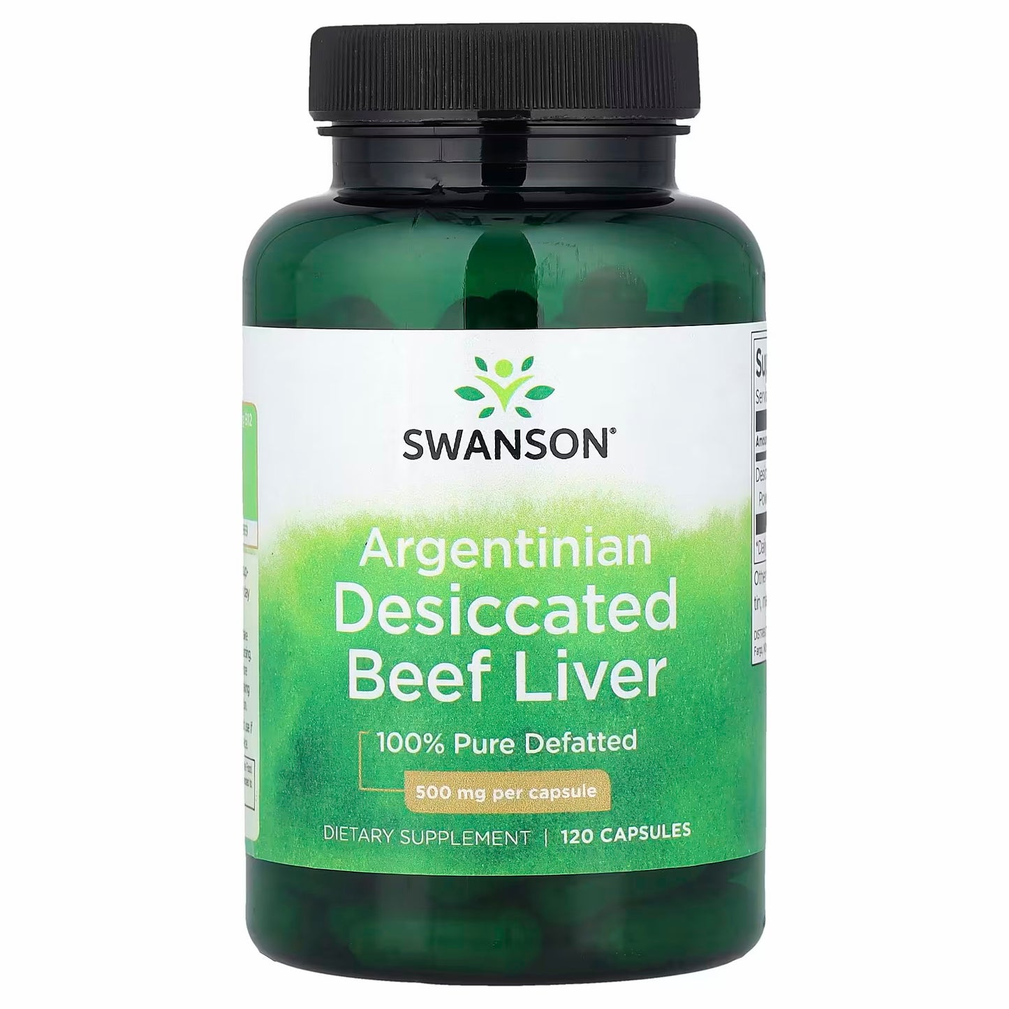 Swanson Vitamins Argentine Desiccated Beef Liver, 500 mg, 120 Capsules