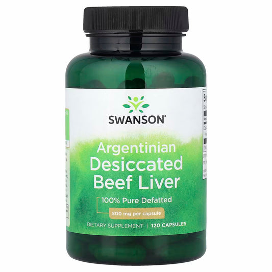 Swanson Vitamins Argentine Desiccated Beef Liver, 500 mg, 120 Capsules