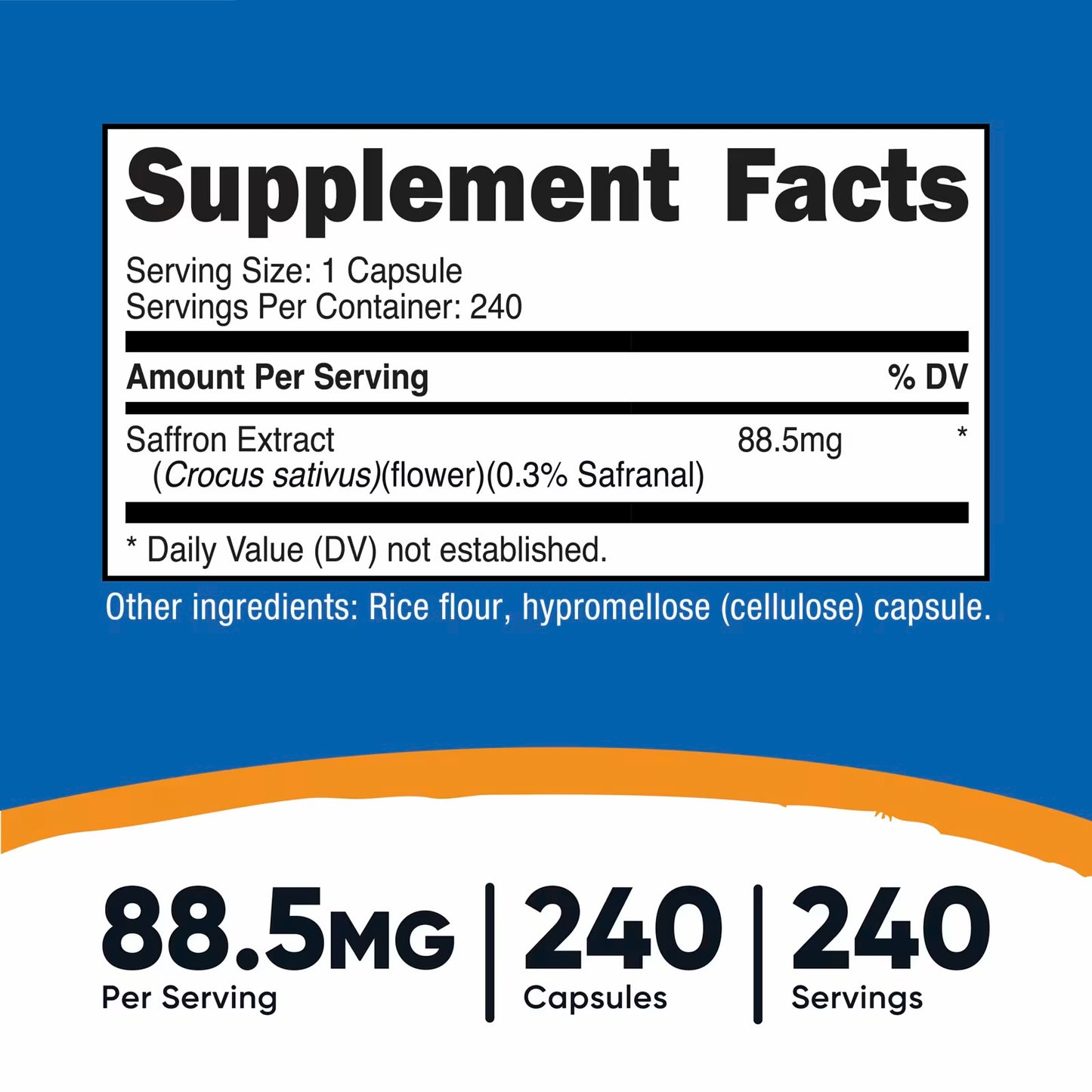 Nutricost Saffron, 88.5 mg, 240 Capsules