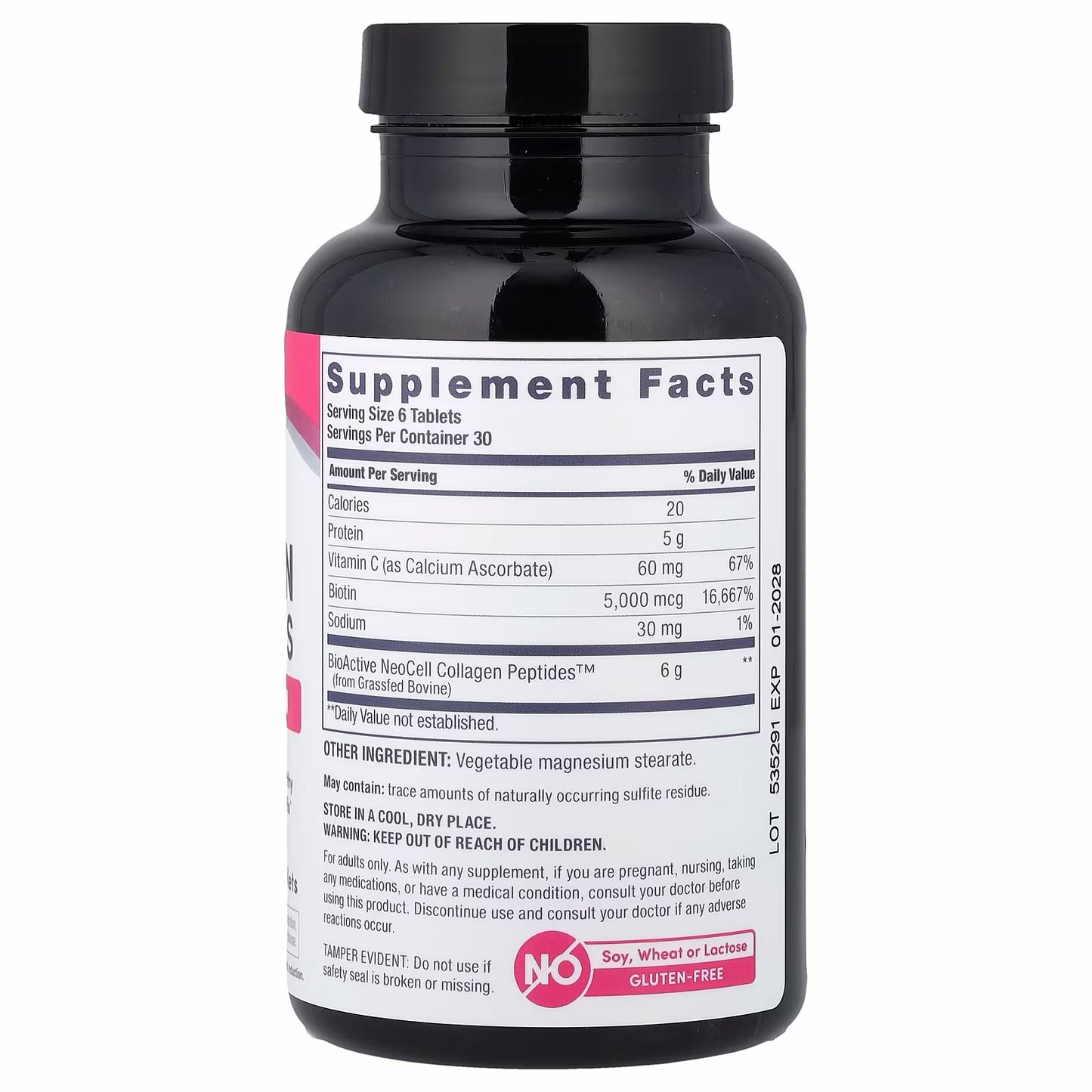 NeoCell Grass-fed Collagen Peptides + Vitamin C & Biotin, 180 Tablets