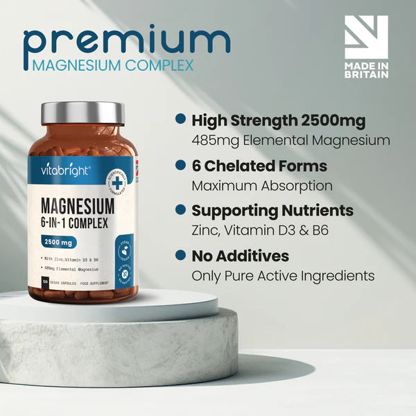 Magnesium Complex 6-in-1 Supplement with Zinc 120 Capsules ~ 40 Day Supply
