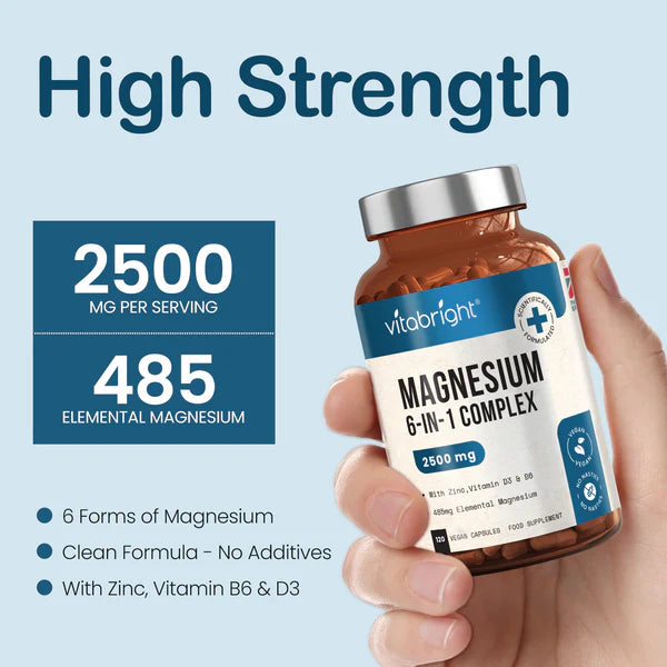 Magnesium Complex 6-in-1 Supplement with Zinc 120 Capsules ~ 40 Day Supply