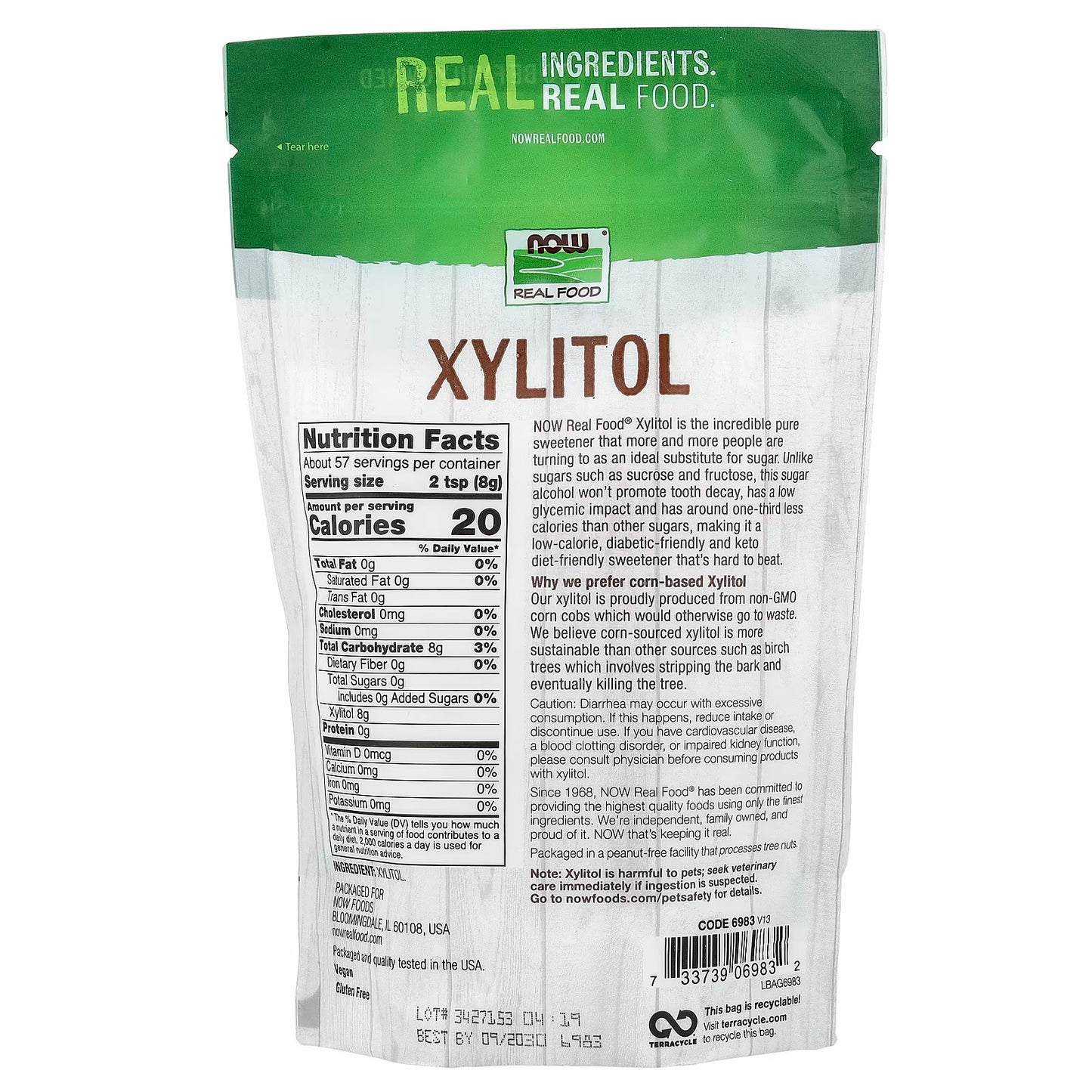 Real food xylitol sugar free sweetener 57 servings 454G