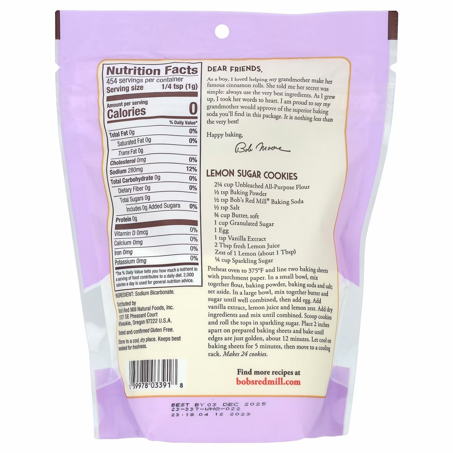 Bob's Red Mill Bicarbonate of Soda, 1 lb (454 g)