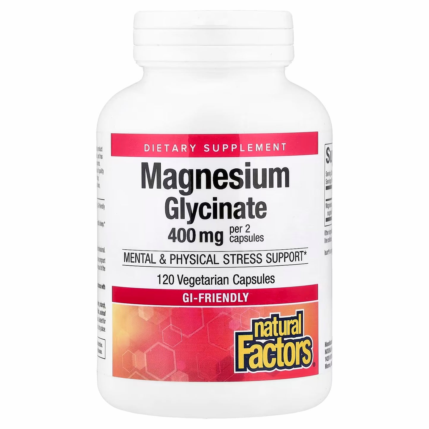 Natural Factors Magnesium Glycinate, 200 mg, 120 Vegetarian Capsules
