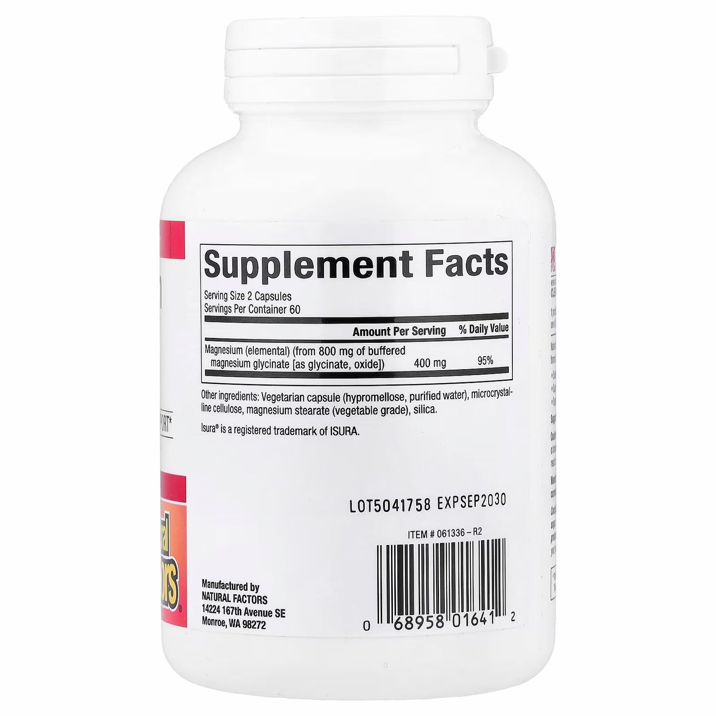 Natural Factors Magnesium Glycinate, 200 mg, 120 Vegetarian Capsules