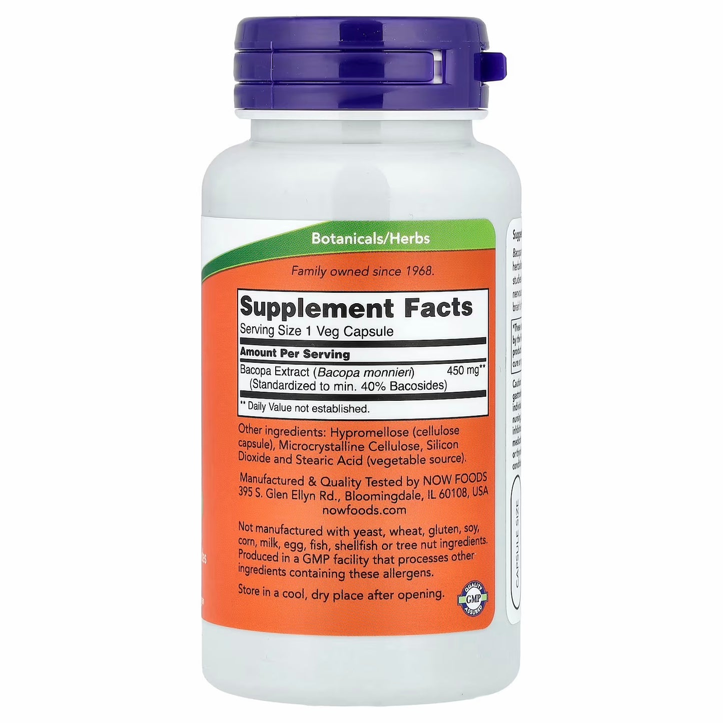 NOW Foods Bacopa Extract, 450 mg, 90 Veg Capsules