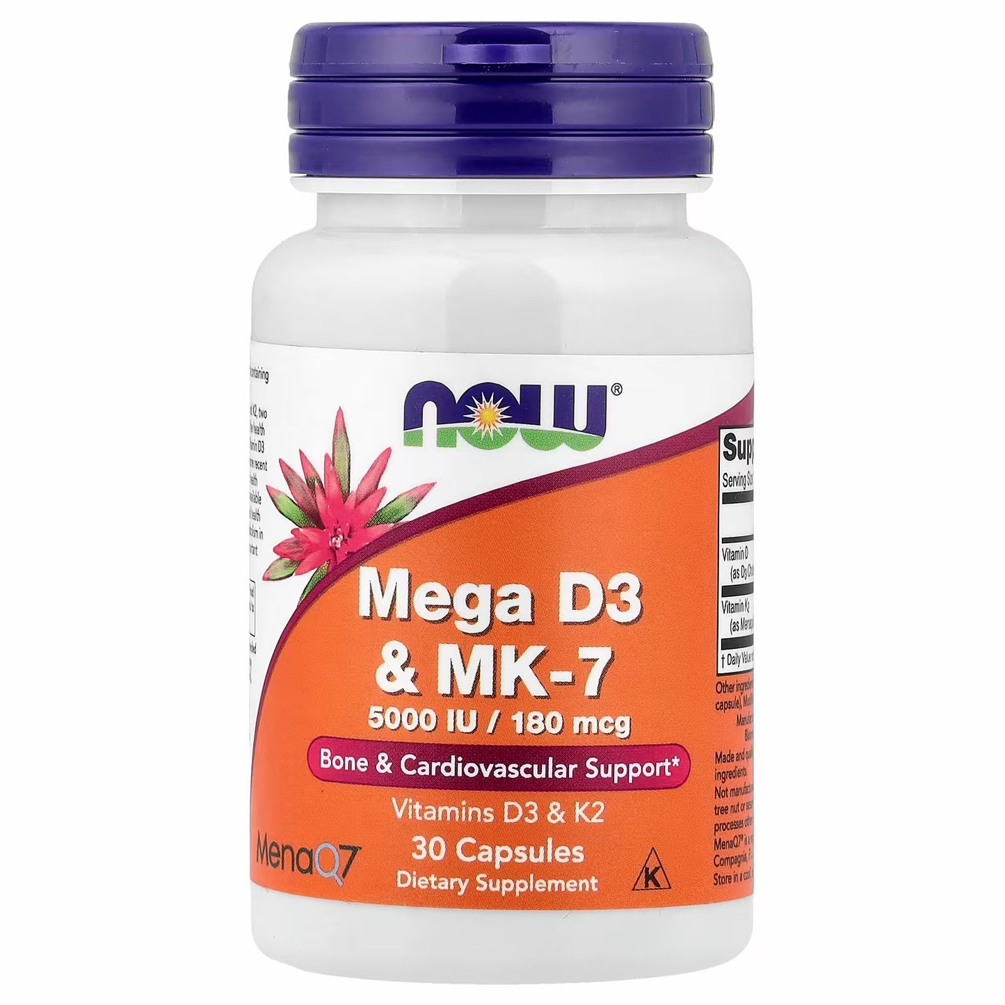 NOW Foods Mega D3 & MK-7, 30 Capsules