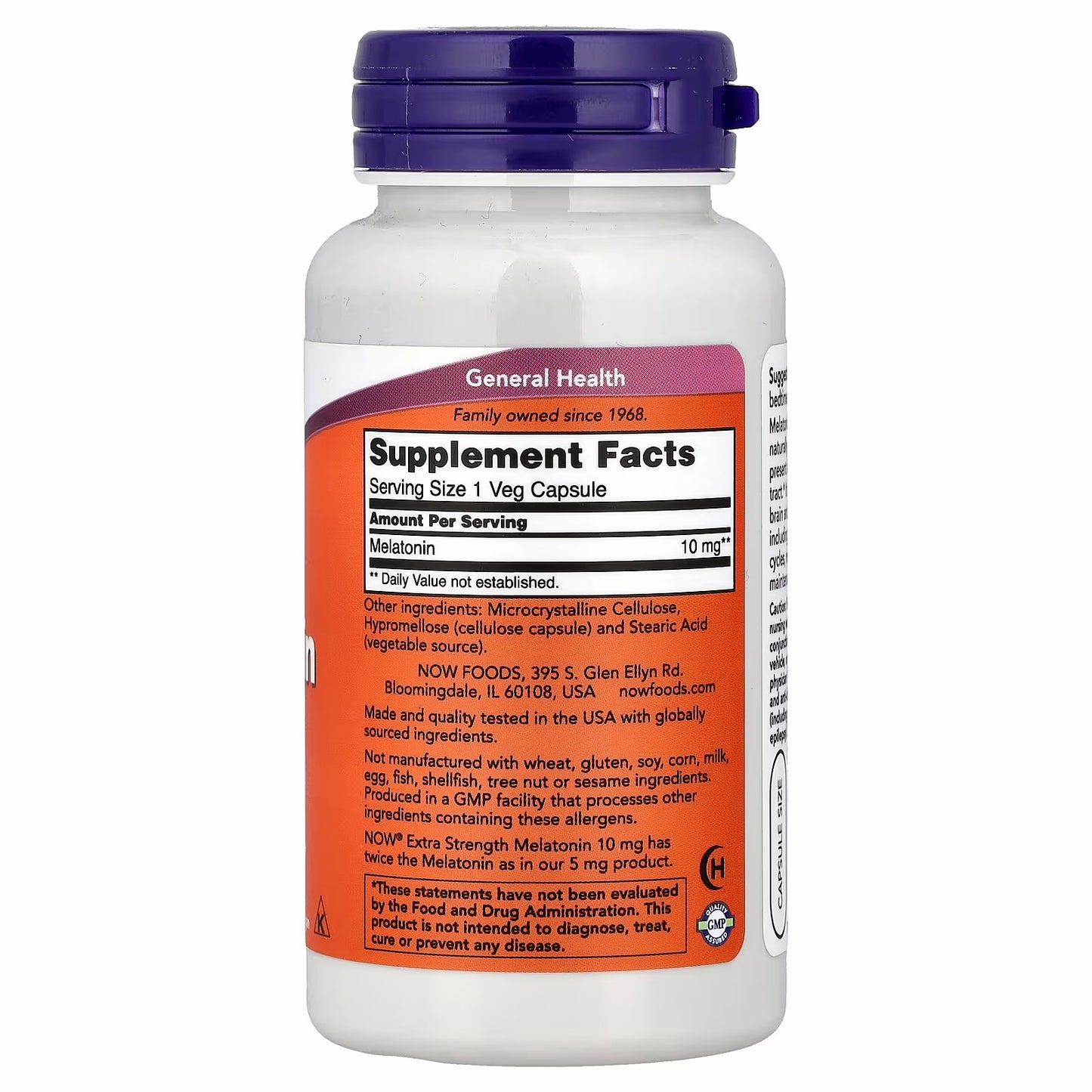 NOW Foods Melatonin, 10 mg, 100 Veg Capsules