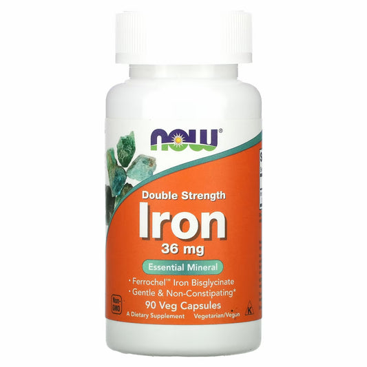 NOW Foods Iron Bisglycinate, 36 mg, 90 Veg Capsules