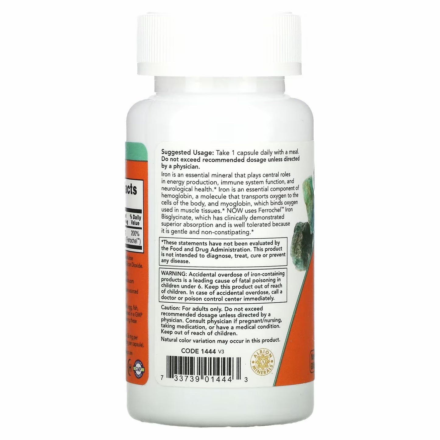 NOW Foods Iron Bisglycinate, 36 mg, 90 Veg Capsules