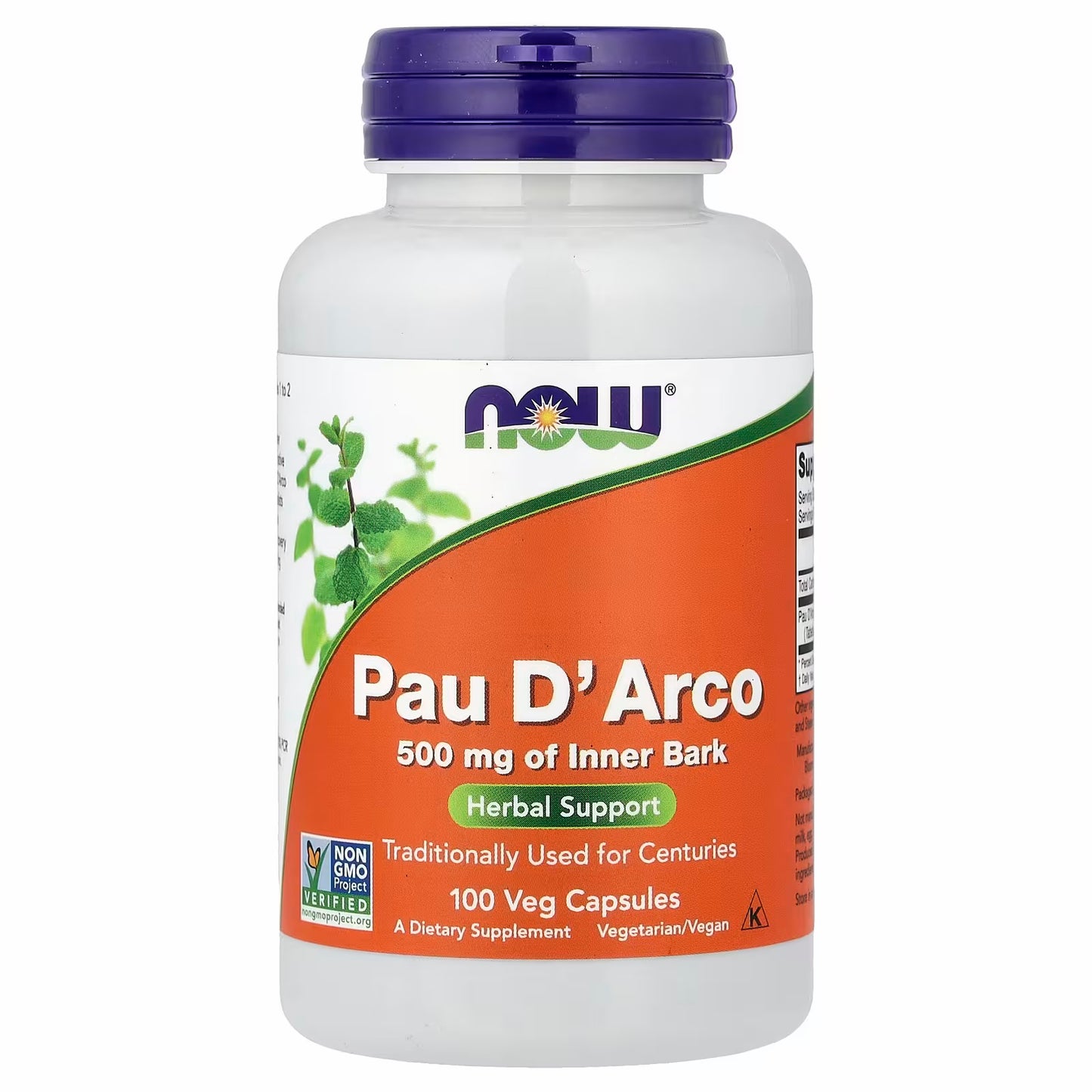 NOW Foods Pau D'Arco, 500 mg, 100 Veg Capsules