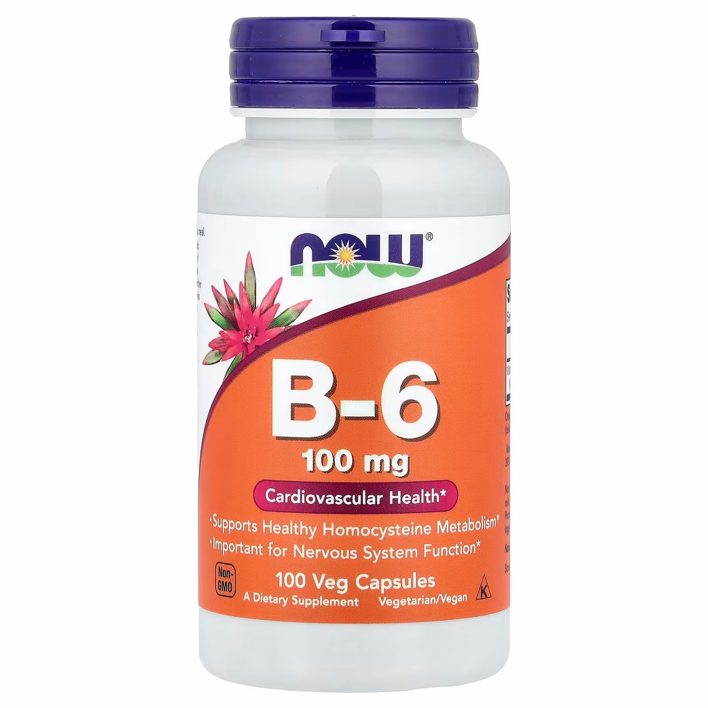NOW Foods B6 B-6, 100 mg, 100 Veg Capsules