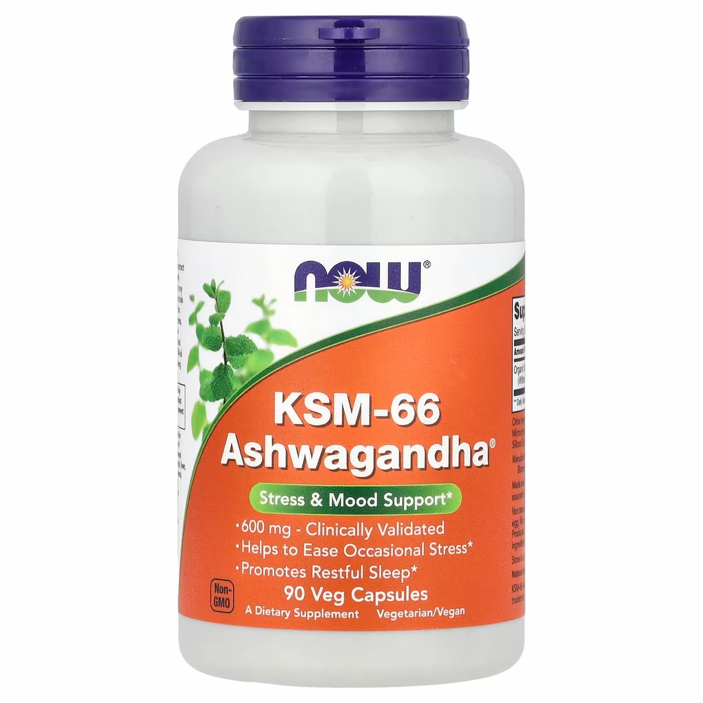 NOW Foods KSM-66 Ashwagandha®, 600 mg, 90 Veg Capsules