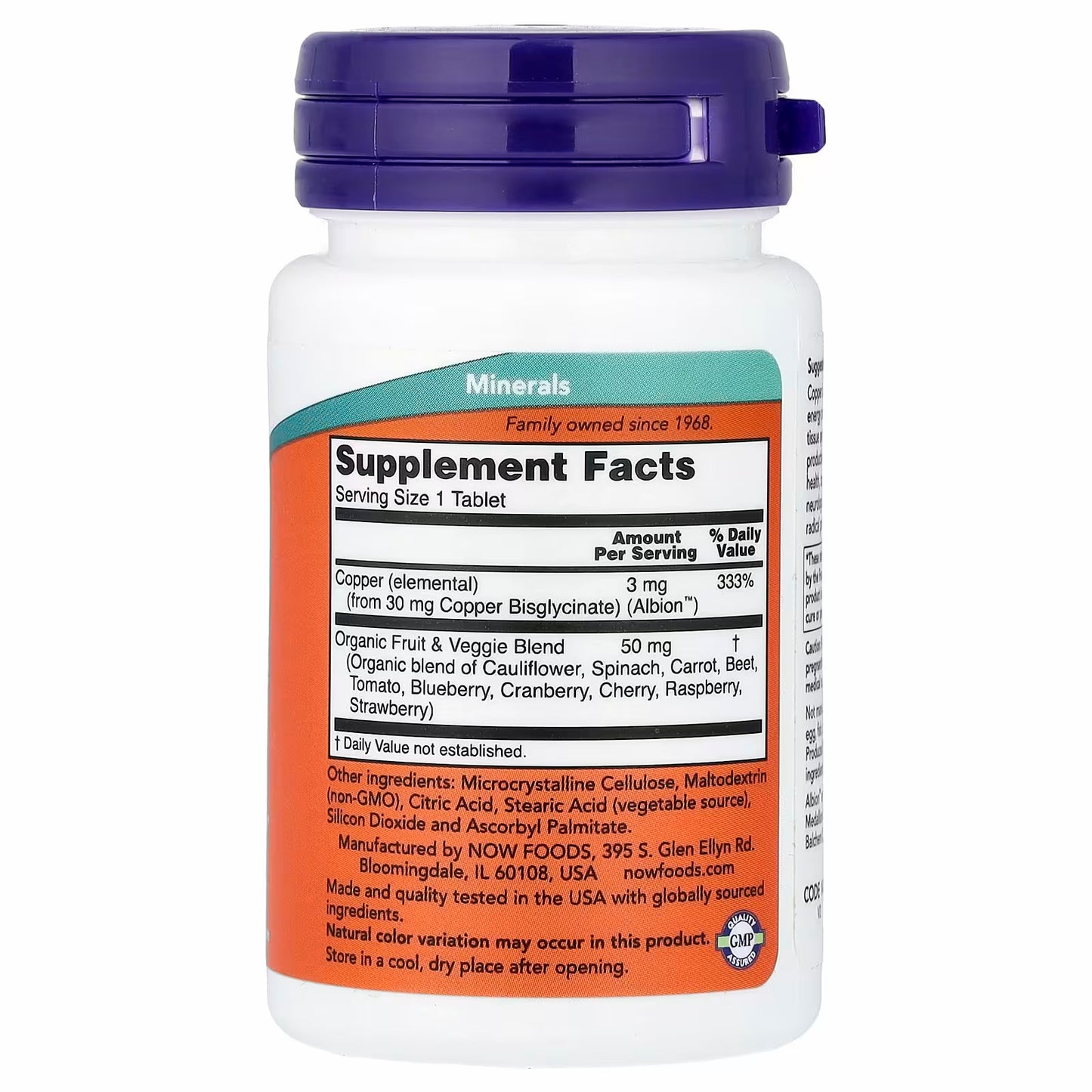 NOW Foods Copper Glycinate, 120 Tablets