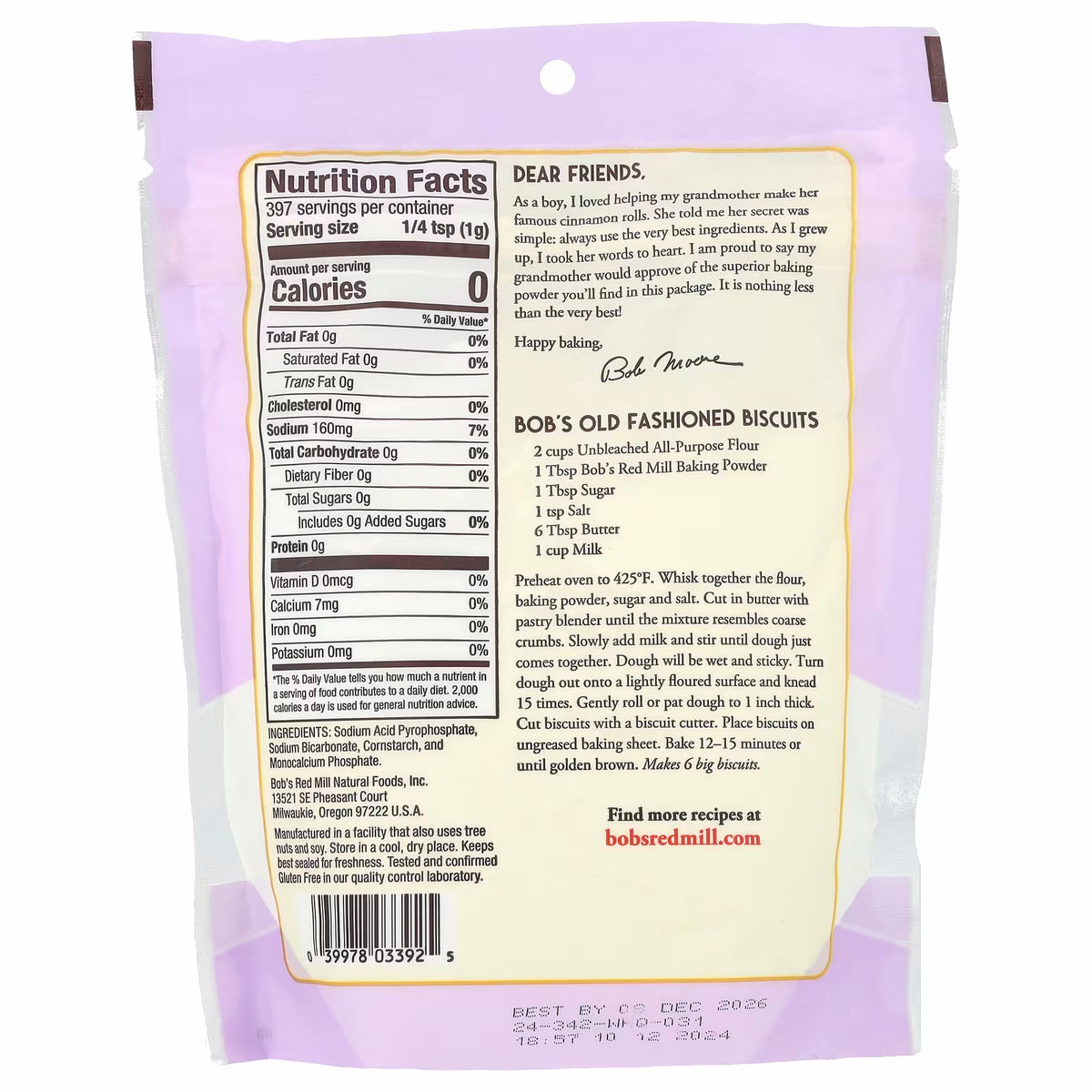 Bob's Red Mill Double-Acting Bicarbonate of Soda, baking soda 1 lb (454 g)