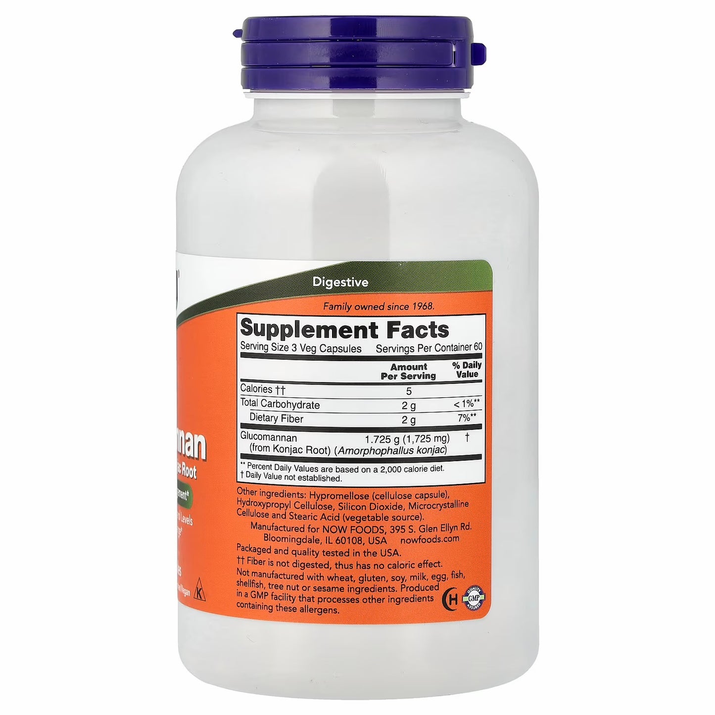 NOW Foods Glucomannan, 575 mg, 180 Veg Capsules