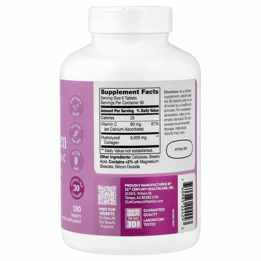 21st Century Kalos & Splendor™, Super Collagen Plus Vitamin C, 180 Tablets