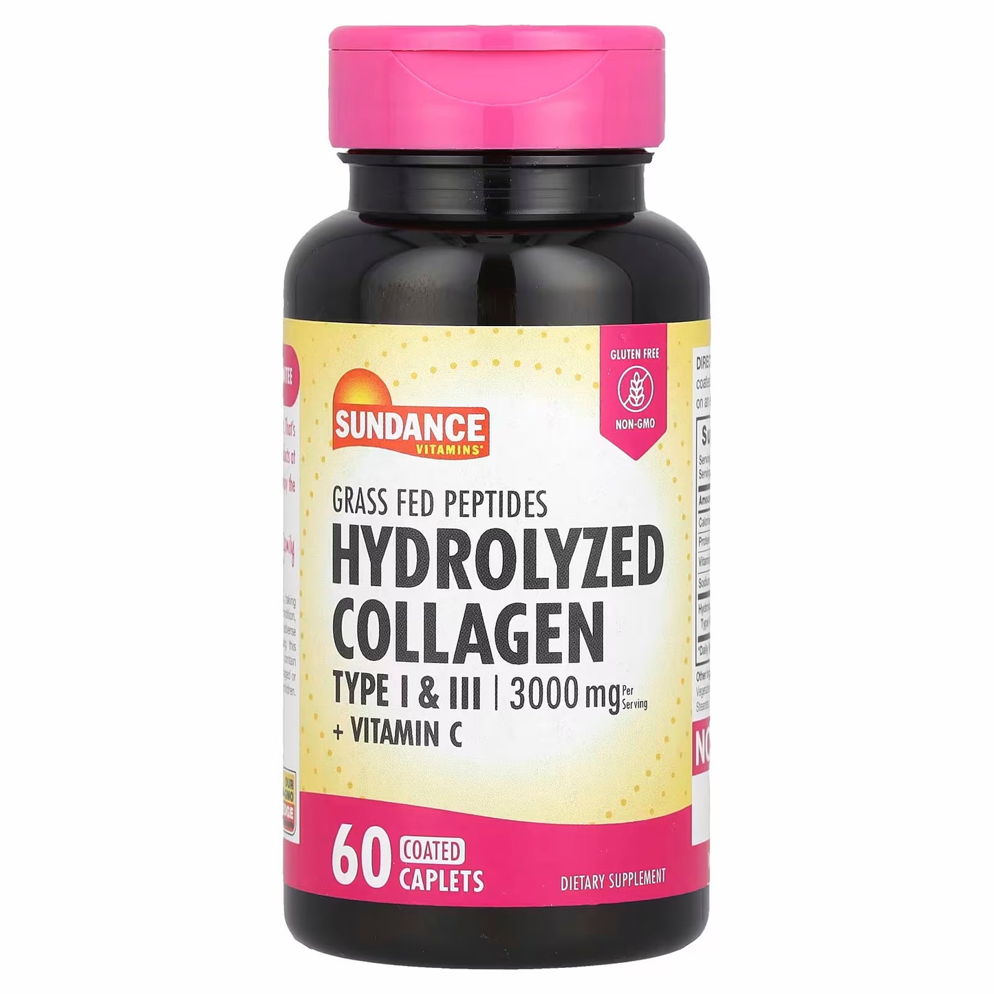 Sundance Vitamins
Hydrolyzed Collagen Type I & III + Vitamin C, 60 Coated Tablets
