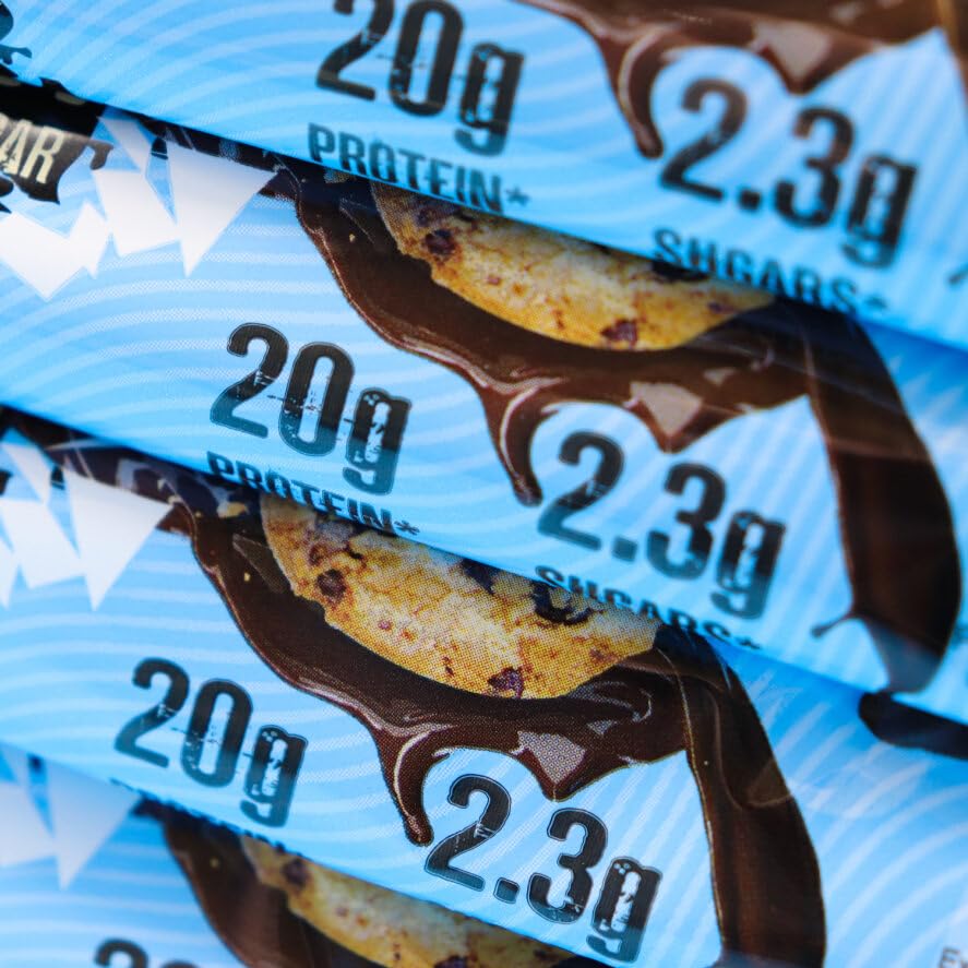 Warrior Crunch Protein Bars, Chocolate Chip Cookie Dough 12 x 64g – High Protein Snacks (20g), Low Sugar, Low Calorie Snack Bar, Guilt-Free On-the-Go Treats, Multipack Diet Bars for Weight Loss