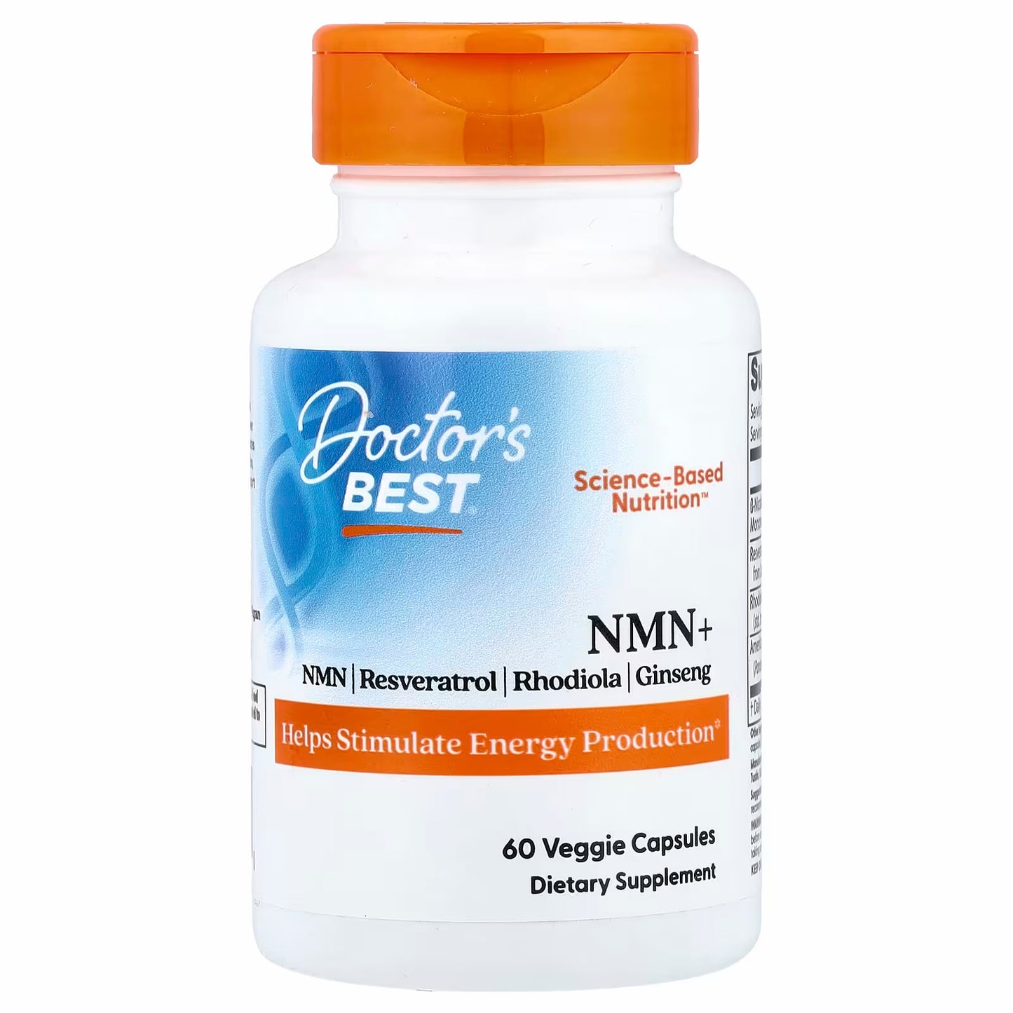 Doctor's Best NMN+ Resveratrol, Rhodiola and Ginseng, 60 Veggie Capsules
