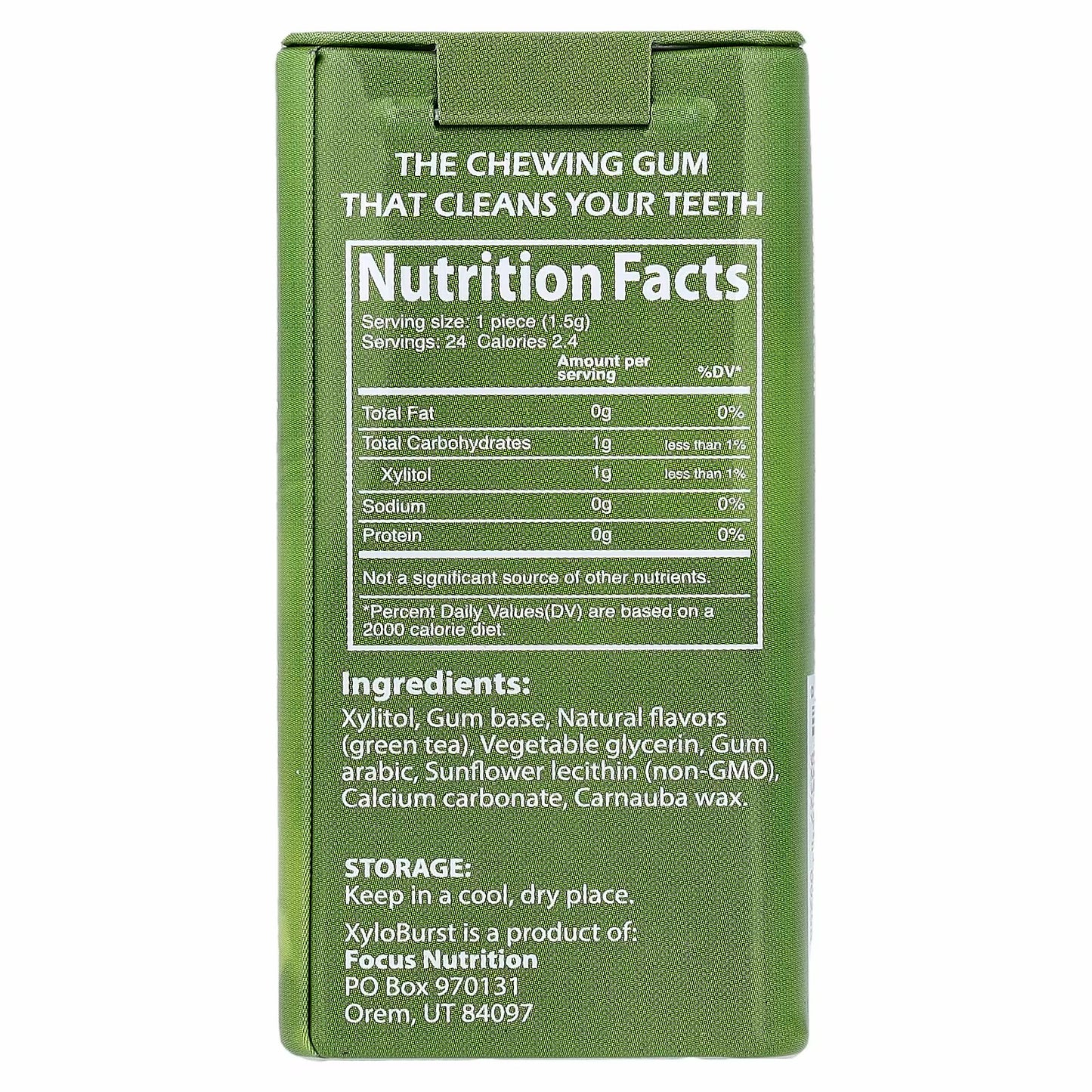 Xyloburst Xylitol Gum, Green Tea, 24 Pieces, 1.27 oz (36 g)
