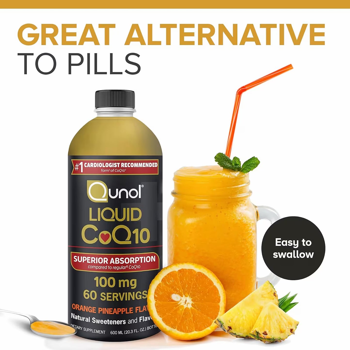 Qunol Liquid CoQ10, Orange Pineapple, 20.3 fl oz (600 ml)