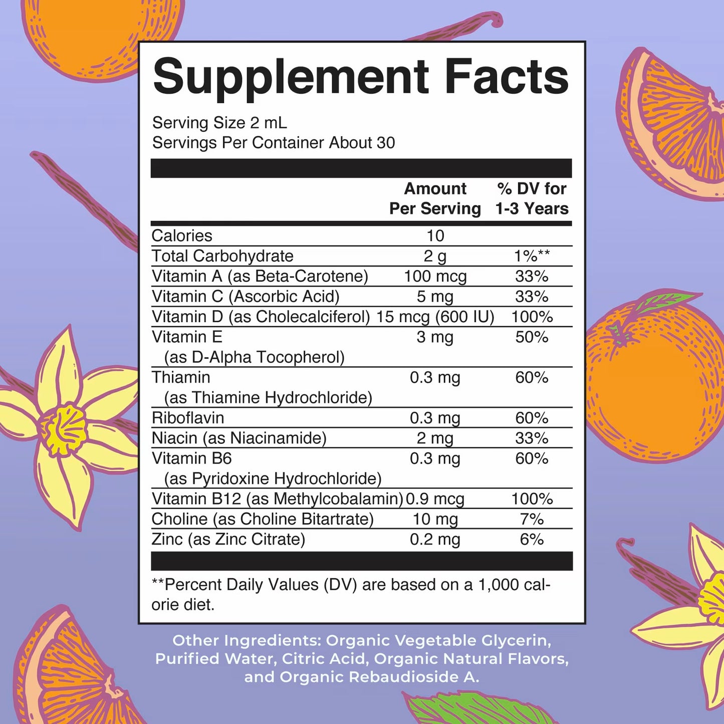 MaryRuth's Organic Toddler Multivitamin Liquid Drops, 1-3 Years, Orange Vanilla, 2 fl oz (60 ml)