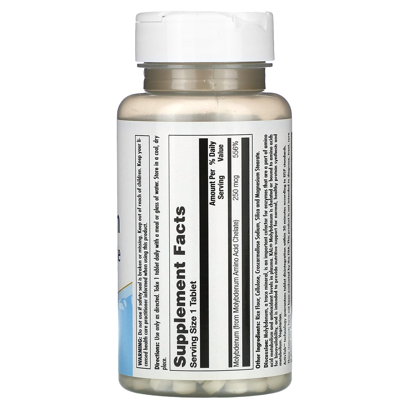 Supplement bottle with label on a white background