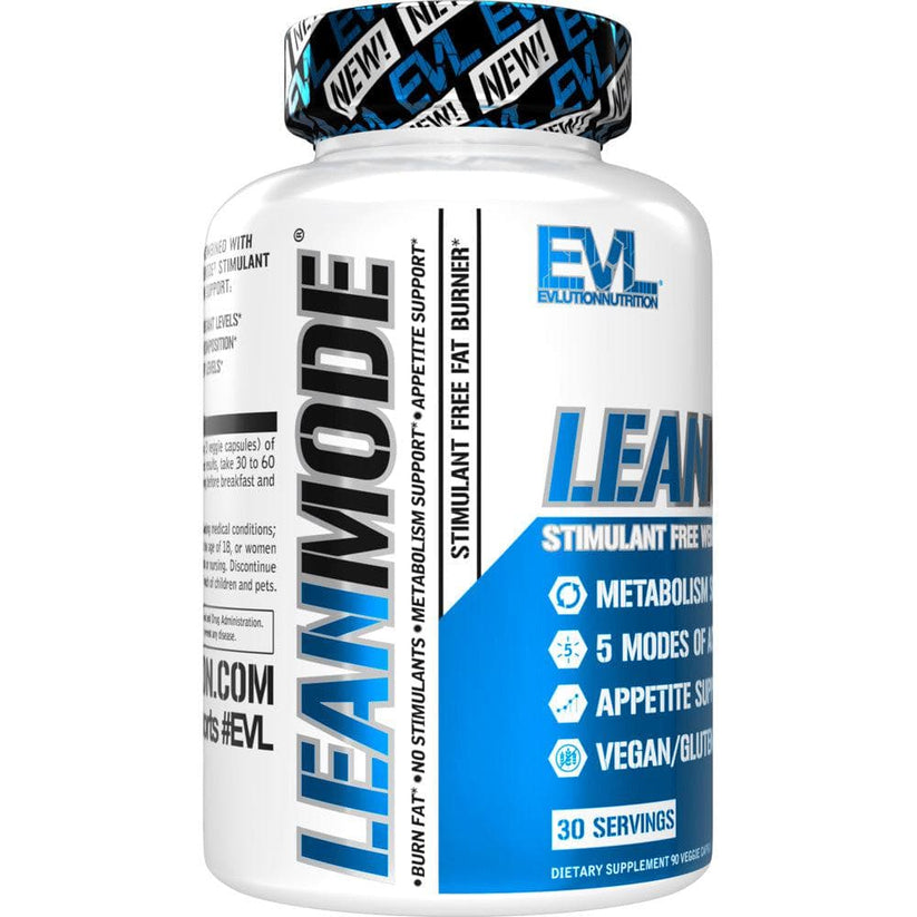 Supplement bottle labeled 'Lean Mode' by EVL on a white background