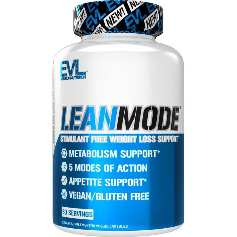 Supplement bottle labeled 'Lean Mode' by EVL on a white background