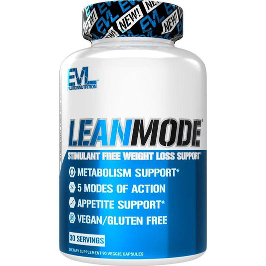 Supplement bottle labeled 'Lean Mode' by EVL on a white background