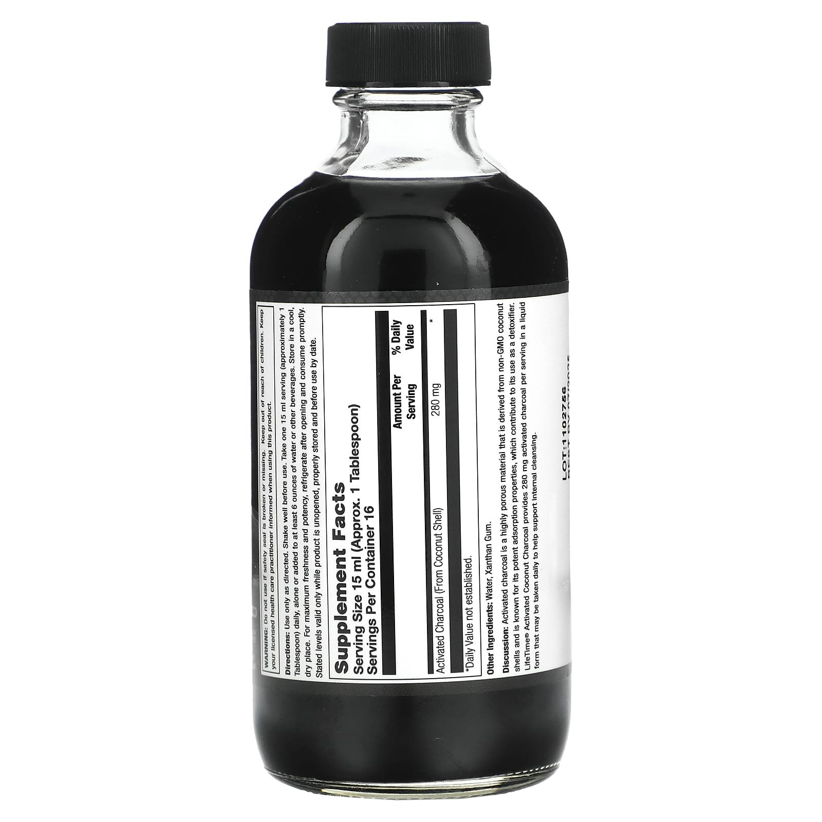 LifeTime Vitamins, Activated Coconut Charcoal, Unflavored, 280 mg, 237ml 16 Servings