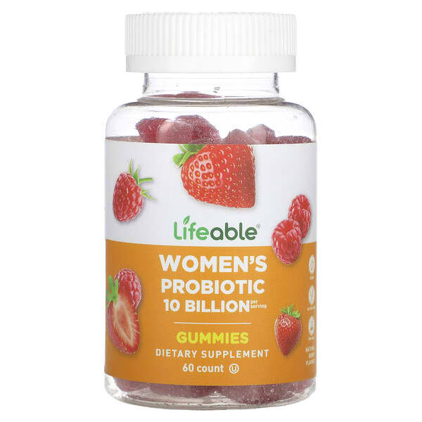 Lifeable women's probiotic gummies bottle on a white background
