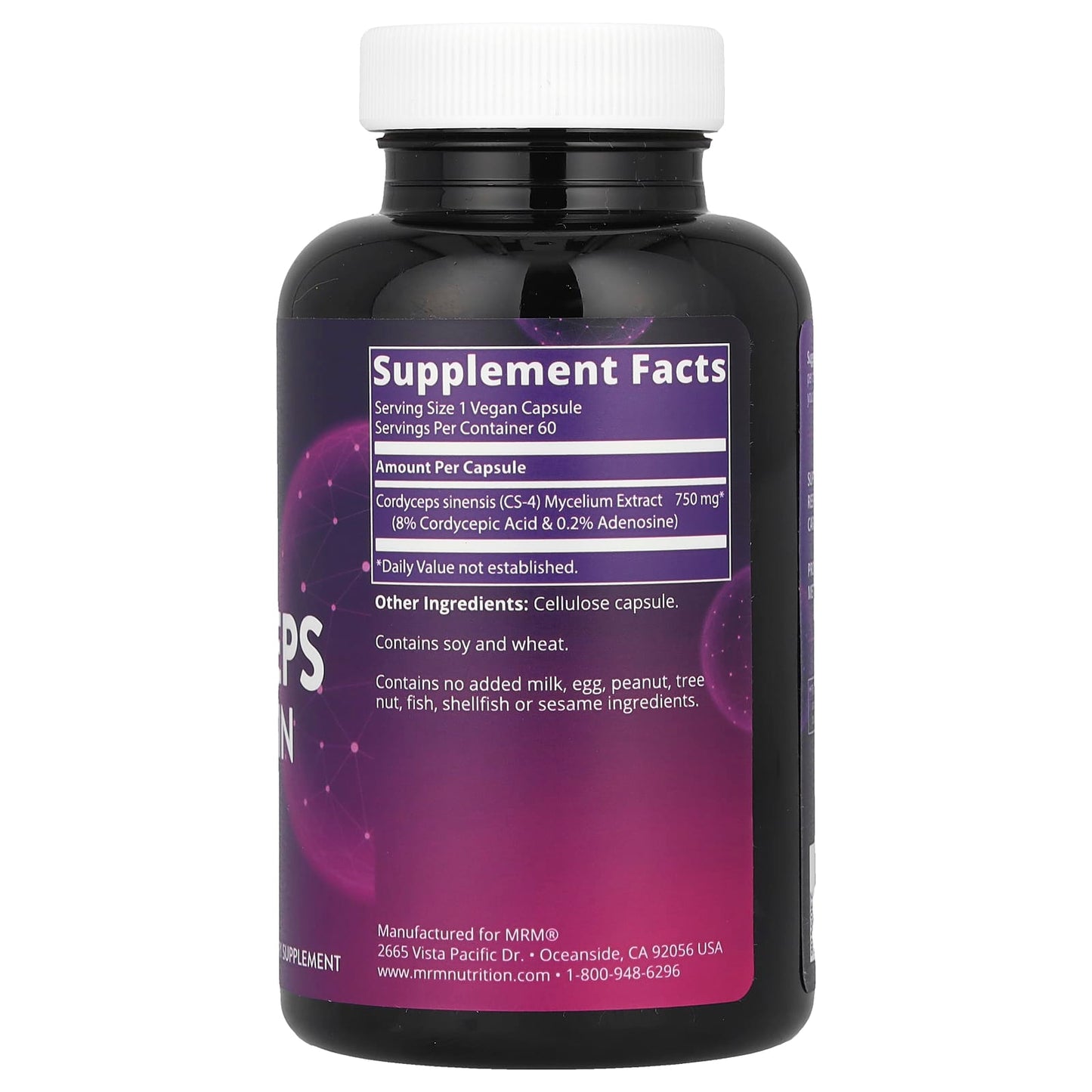 Supplement bottle with purple label showing 'Supplement Facts' on a white background