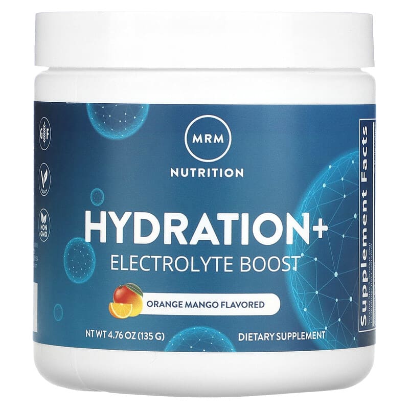 MRM Nutrition Hydration+ Electrolyte Boost supplement container on a white background