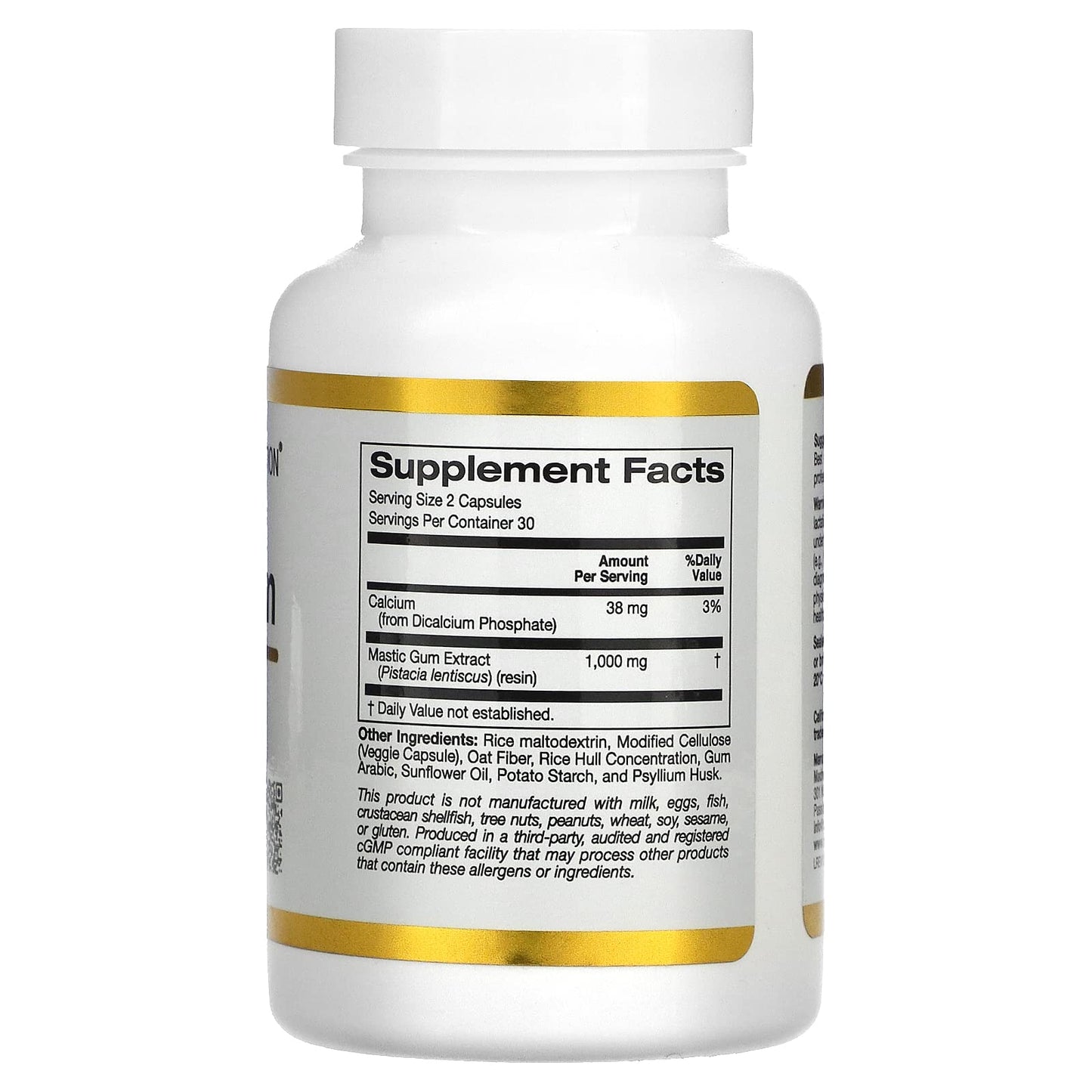 Supplement bottle with label showing 'Supplement Facts' on a white background