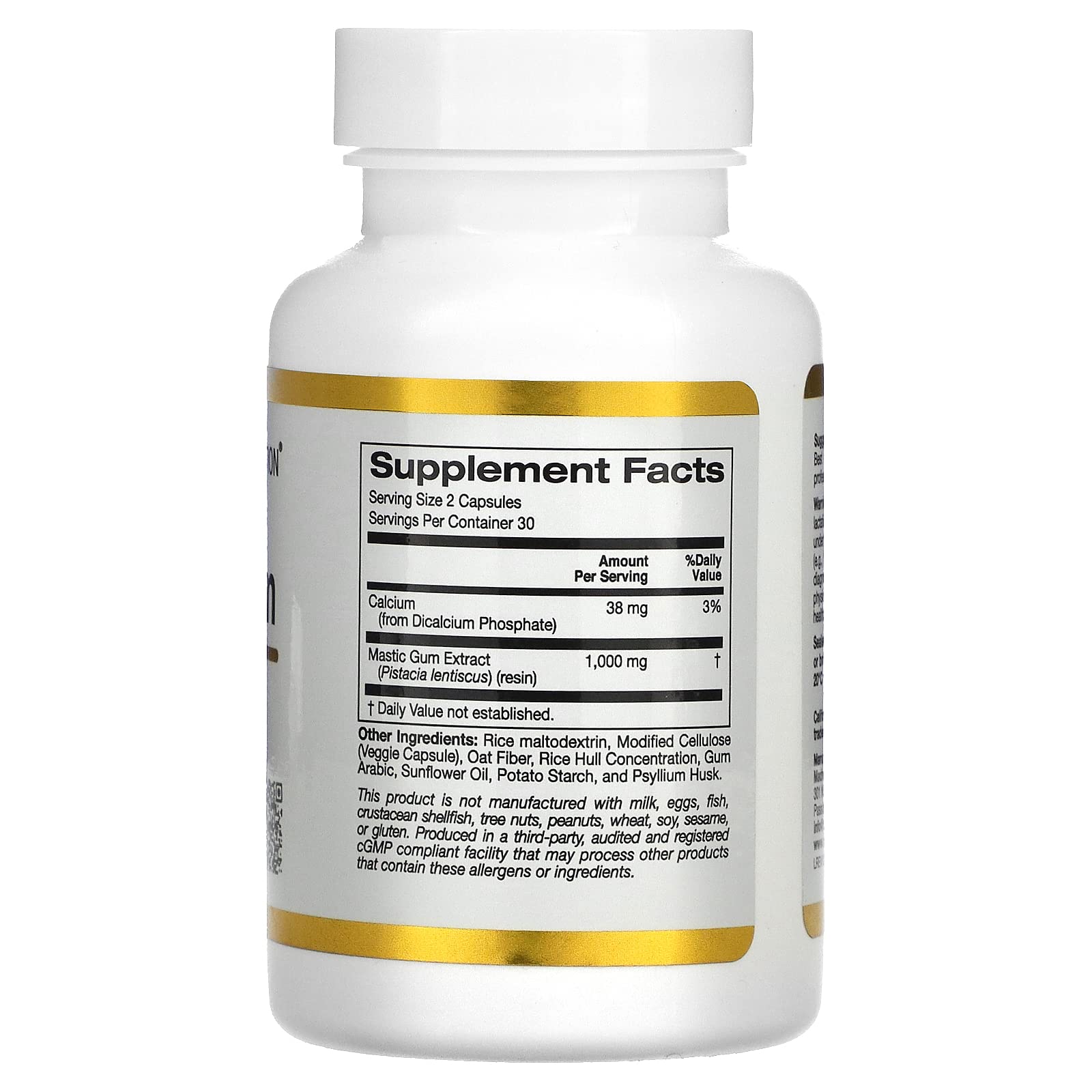 Supplement bottle with label showing 'Supplement Facts' on a white background