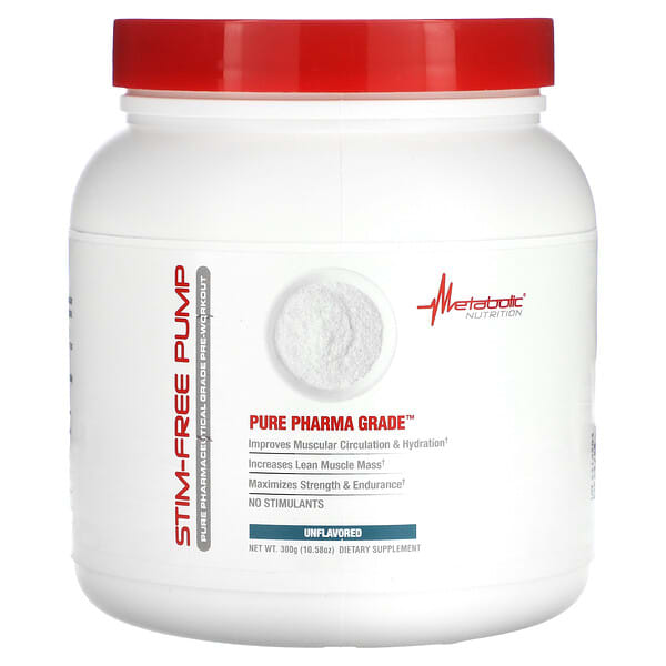 Metabolic Nutrition, Stim-Free Pump, Unflavored, 10.58 oz (300 g) 30 Servings