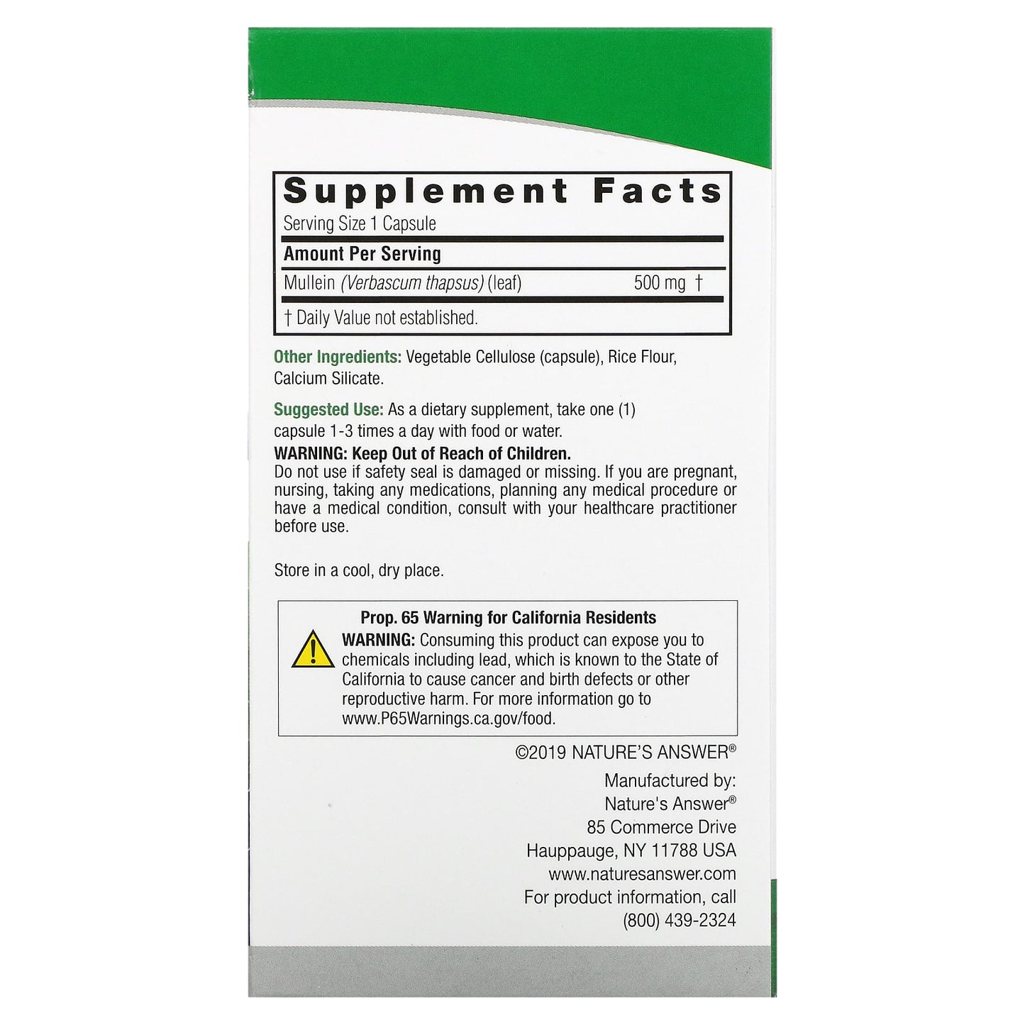 Supplement facts label on a white background